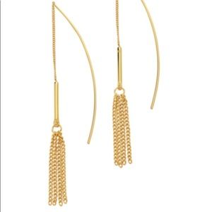 New Bar & Fringe 14k plated gold earrings
